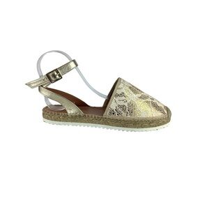 ITALIAN TWINSET SIMONA BARBIERI METALLIC GOLD LACE ESPADRILLES